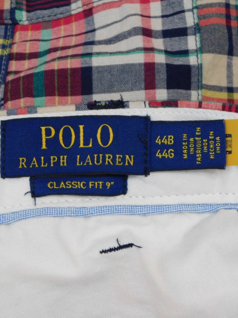 Polo Ralph Lauren Patchwork Madras Shorts | Classic Fit | Preppy | EUC | 44B - Picture 7 of 9
